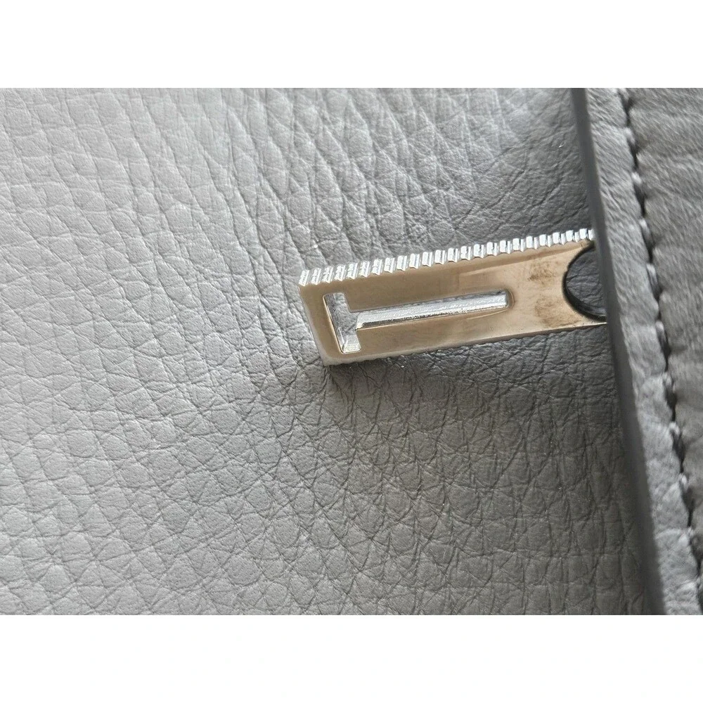 Tiffany & Co Wallet Womens 8x4 Gray Leather Continental Zip Flap Italy